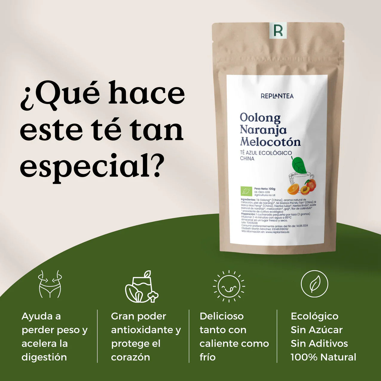 Té Azul Oolong con Naranja y Melocotón 100g
