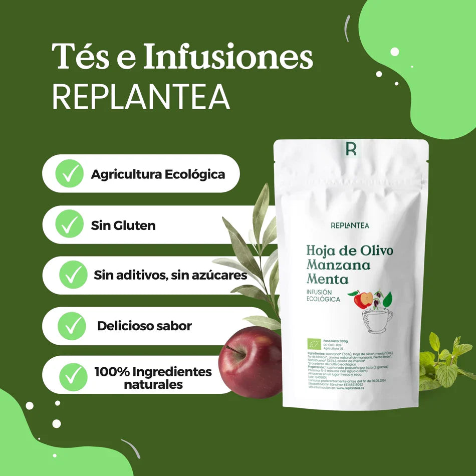 Infusión de Hoja de Olivo, Manzana y Menta Ecológica 100g