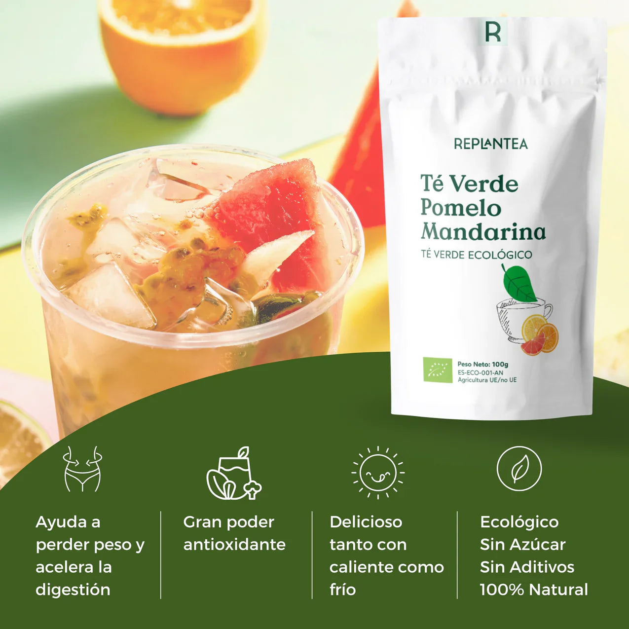 Té Verde con Pomelo, Mandarina y Granada Ecológico 100g